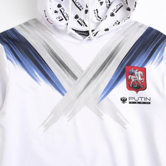 Толстовка Putin team, герб, белая, размер 46-48 52165