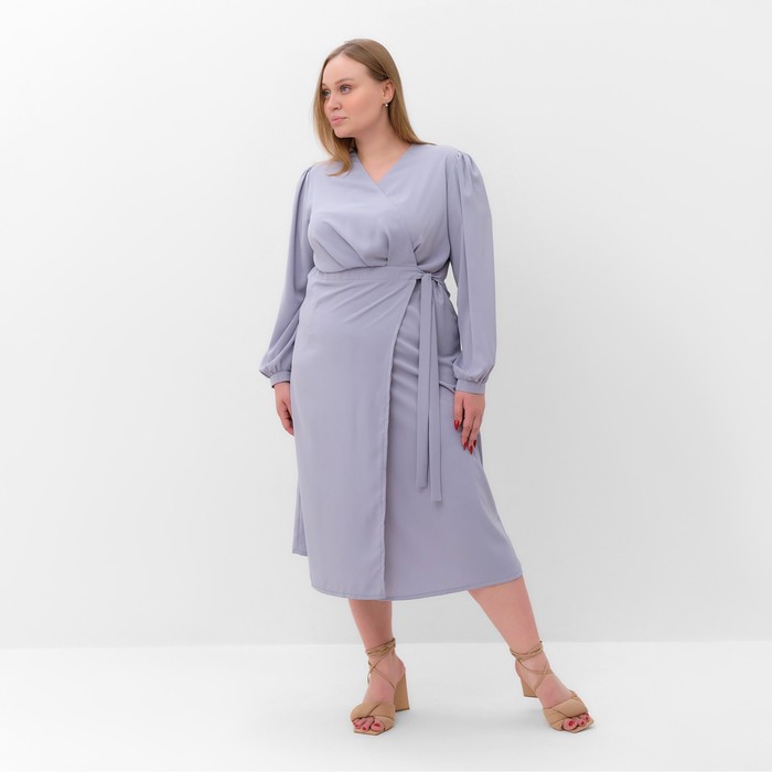 Платье женское MIST, plus-size,   р.52, серо-голубой - Фото 1