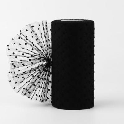 Фатин «Горох», 15 см, 23±1 м, 11±1 г/м², чёрный №21