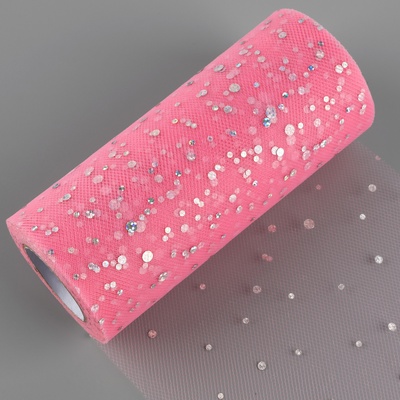 Фатин с блёстками, 15 см, 23±1 м, 11±1 г/м², розовый №14