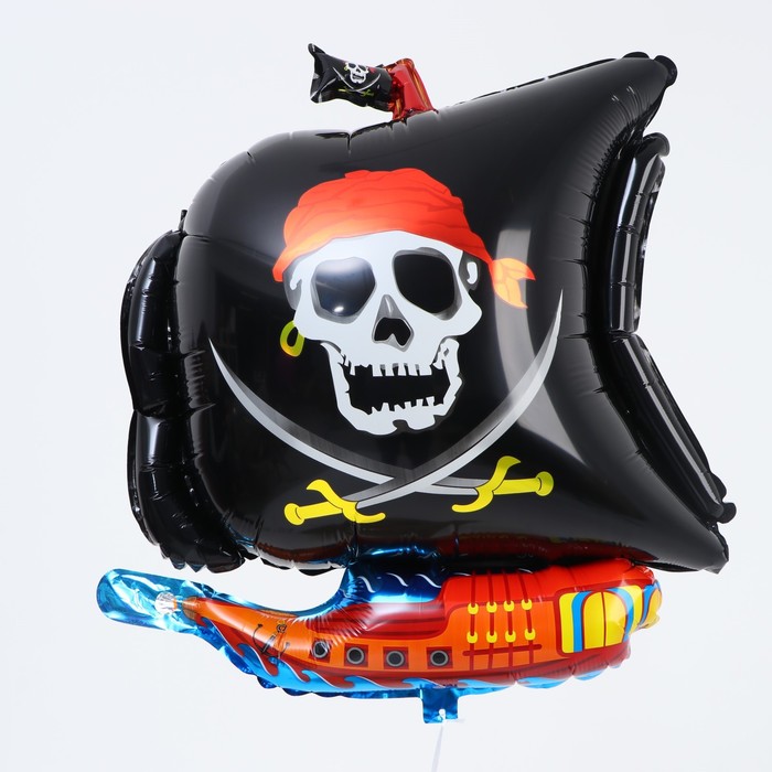 Шар фольгированный 34" «Пиратский корабль», цвет чёрный - Фото 1