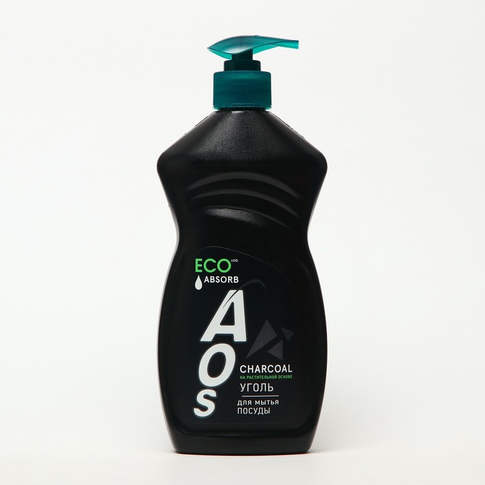 Средство для мытья посуды AOS, гель на растительной основе, уголь, 450 г - Фото 1