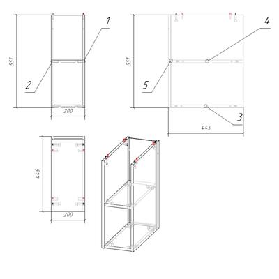Модуль для тумбы под раковину MODUO 20, 200×447×551 мм, цвет дуб