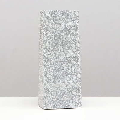 Пакет бумажный, фасовочный, "Кружева", трехслойный, серебро, 8 х 5 х 21 см