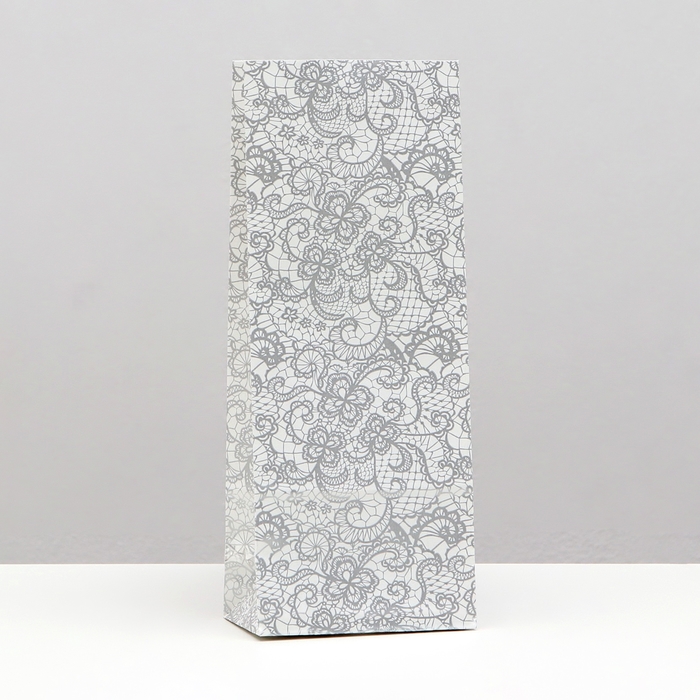 Пакет бумажный, фасовочный, "Кружева", трехслойный, серебро, 8 х 5 х 21 см - Фото 1