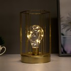 Ночник «Прямоугольник» LED от батареек 3хАА золото 12.5×12×20 см RISALUX - фото 57952872