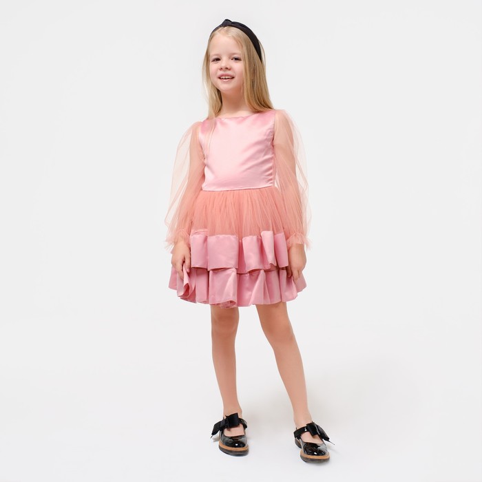 Платье нарядное детское KAFTAN, рост 110-116 см (32), персиковый - фото 64624191