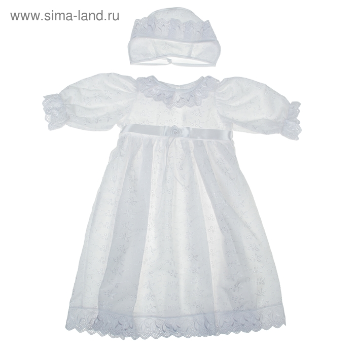 Крестильное платье и чепчик для девочки, рост 56-62 см, цвет белый - Фото 1