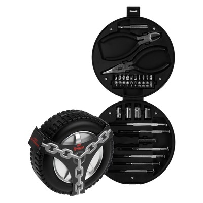 Набор инструментов ТУНДРА, подарочный пластиковый кейс «Колесо», 24 предмета