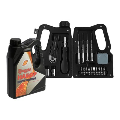 Набор инструментов ТУНДРА, подарочный пластиковый кейс «Канистра», 21 предмет