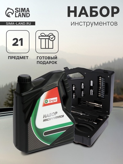 Набор инструментов ТУНДРА, подарочный пластиковый кейс «Канистра», 21 предмет