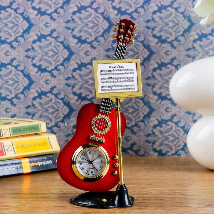 Часы настольные фигурные "Гитара с пюпитром", дискретный ход, d-3 см, 19 х 8 см, AG5 - Фото 1