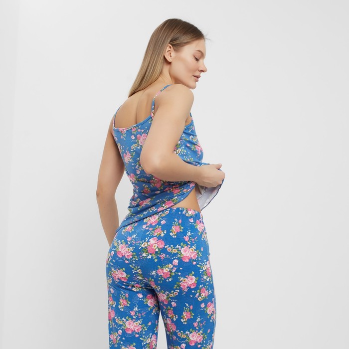 Пижама женская (майка, брюки) цвет индиго, размер 42 - фото 1908805296