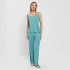 Пижама женская (майка, брюки) цвет бирюза, размер 52 - фото 321310654