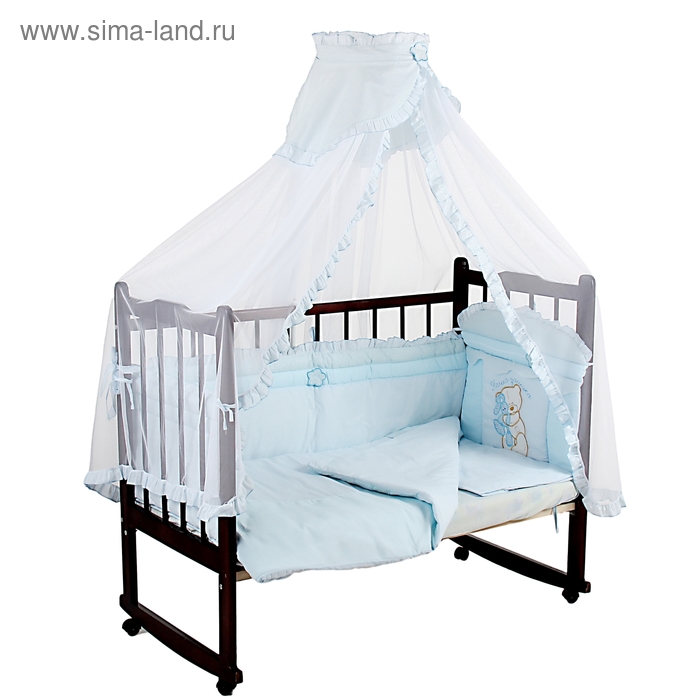 Комплект в кроватку "Сабина", 7 предметов, цвет голубой 1412 - Фото 1