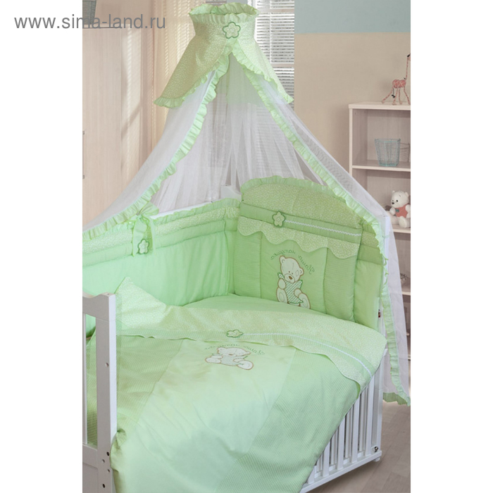 Комплект в кроватку "Сабина", 7 предметов, цвет зелёный - Фото 1