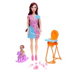 Кукла-модель «Любимая Мама» с малышом, стульчиком и аксессуарами, МИКС - фото 25477942