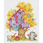 Набор счётным крестом «Кошкин дом. Осень», 20×25 см - фото 295416717