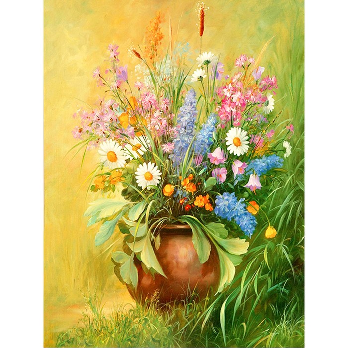 Ткань для вышивки лентами «Космея и луговые цветы», 25×36 см - Фото 1