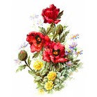 Ткань для вышивки лентами «Маки и луговые цветы», 19×24 см - фото 296272850