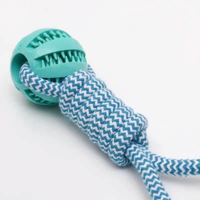 Игрушка канатная, плетёная с мячом, до 30 см, до 120 г, голубая