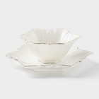 Набор салатников «Богема. Фиалка», 2 шт., 13×5.5 см, 18×2 см, керамика, цвет белый - Фото 1