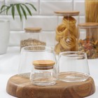 Набор банок стеклянных с бамбуковой крышкой Magistro «Эко», 3 предмета: 220/600/1000 мл, 14×22,5 см, пирамидка - Фото 2