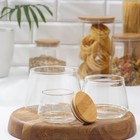 Набор банок стеклянных с бамбуковой крышкой Magistro «Эко», 3 предмета: 220/600/1000 мл, 14×22,5 см, пирамидка - фото 4600779