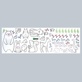Наклейка интерьерная чёрная с цветом «Лесные зверушки», 30×90 см