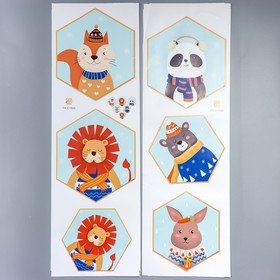 Наклейка интерьерная цветная «Зверята», 30×90 см, 2 листа