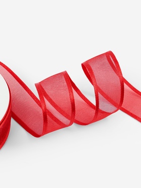 Лента декоративная, капроновая/атласная, 20 мм, 18±1 м, красная