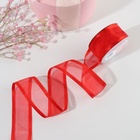 Лента декоративная, капроновая/атласная, 40 мм, 18±1 м, красная - Фото 2