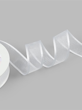 Лента декоративная, капроновая/атласная, 20 мм, 18±1 м, белая