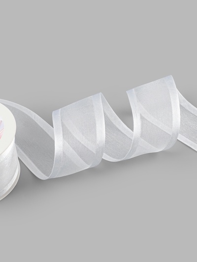 Лента декоративная, капроновая, атласная, 40 мм, 18±1 м, белая
