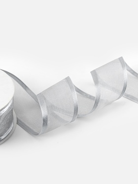 Лента декоративная, капроновая, атласная, 40 мм, 18±1 м, цвет серебряный