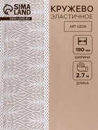 Кружевная эластичная ткань «Папоротник», 190 мм, 2.7±0.5 м, белая - Фото 1