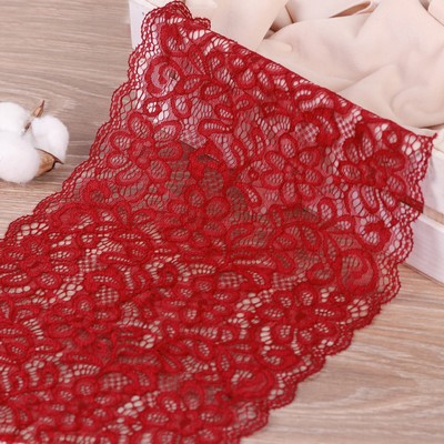 Кружевная эластичная ткань, 220 мм × 2,7 ± 0,5 м, цвет бордовый
