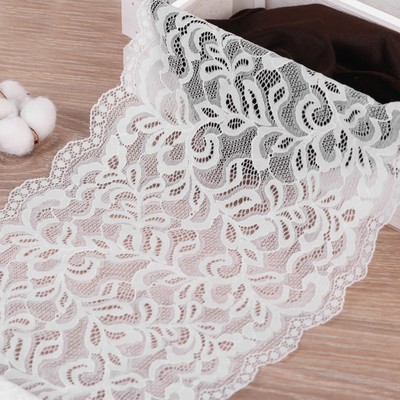 Кружевная эластичная ткань, 230 мм × 2,7 ± 0,5 м, цвет белый