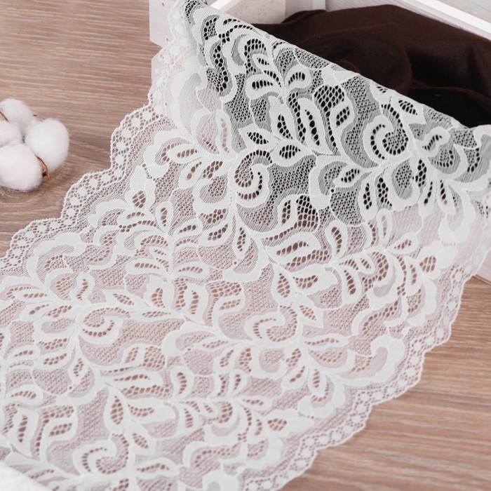 Кружевная эластичная ткань, 230 мм × 2,7 ± 0,5 м, цвет белый