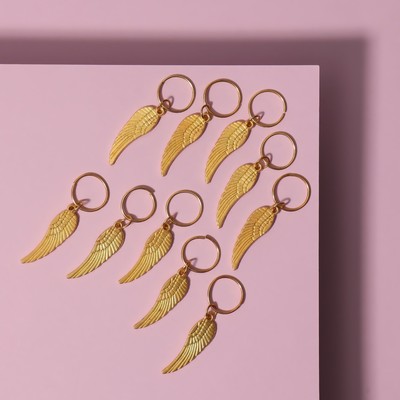 Пирсинг для волос «Крылья», 4,1 × 1 см, 10 шт, цвет золотистый