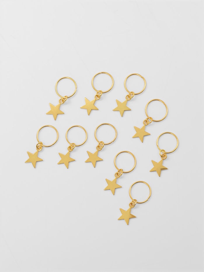 Пирсинг для волос «Звезда», 2.8×1.3 см, 10 шт., цвет золотистый - Фото 1