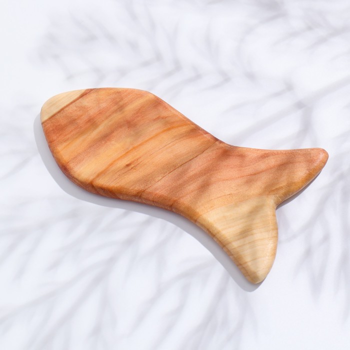 Пластина -скребок для массажа Гуаша «Рыбка» 10х5см, можжевельник 25384