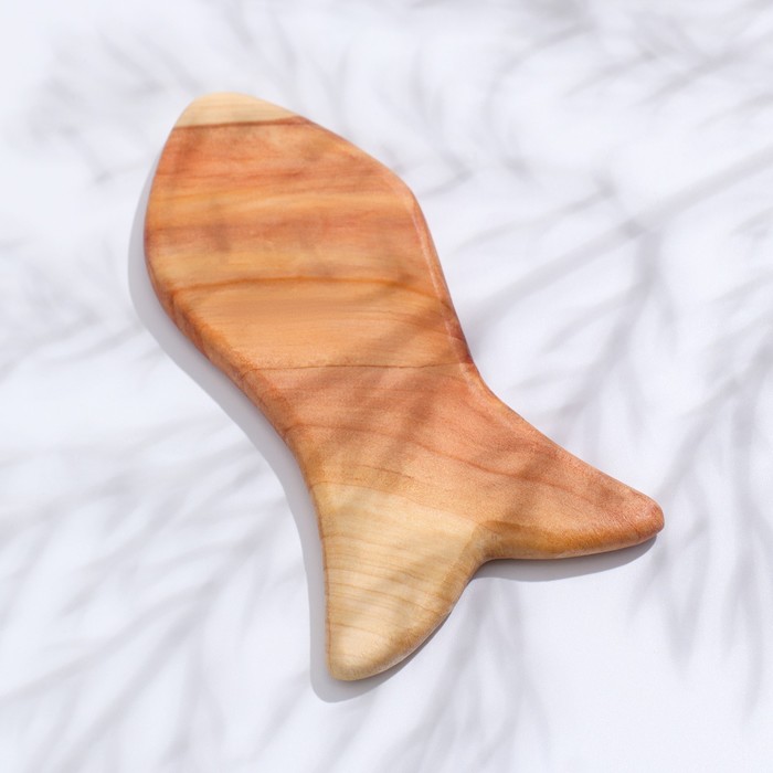 Пластина -скребок для массажа Гуаша «Рыбка» 10х5см, можжевельник 25384