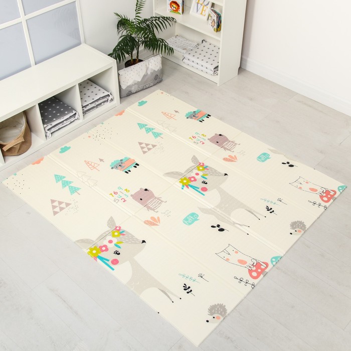 Коврик складной с рисунком «Панды, Утро в лесу», двусторонний, размер 180х160 см 52197