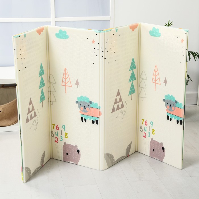 Коврик складной с рисунком «Панды, Утро в лесу», двусторонний, размер 180х160 см 52197