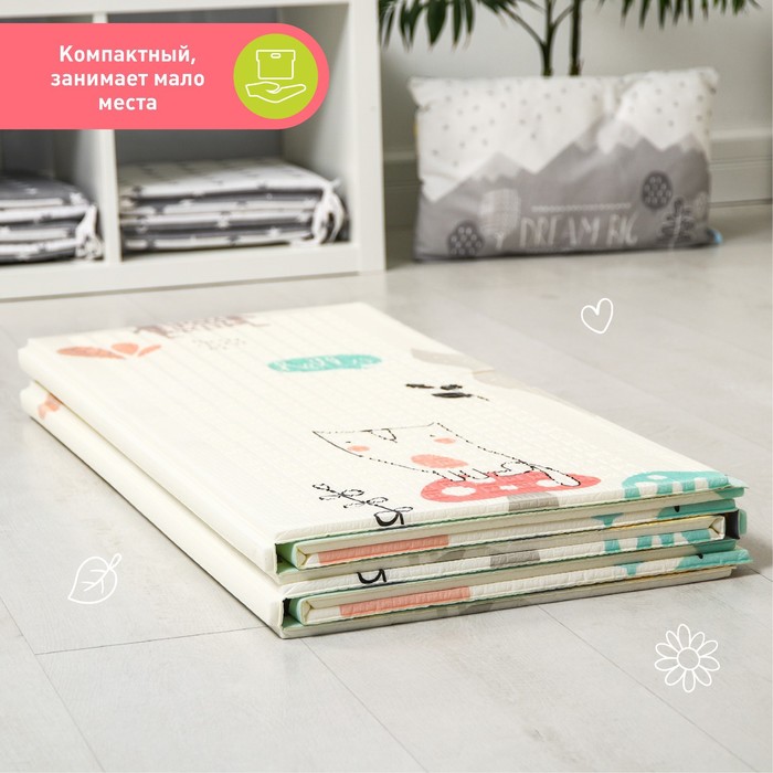 Коврик складной с рисунком «Панды, Утро в лесу», двусторонний, размер 180х160 см 52197