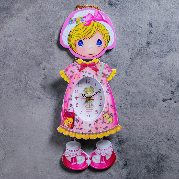 Часы настенные, серия: Детские, "Девочка в панамке", дискретный ход, 16 х 42 см