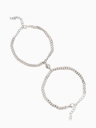 Браслеты парные «Неразлучники» на магните, цвет серебро L=17 - Фото 1