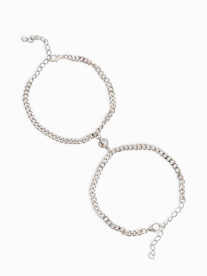 Браслеты парные «Неразлучники» на магните, цвет серебро L=17 - Фото 1