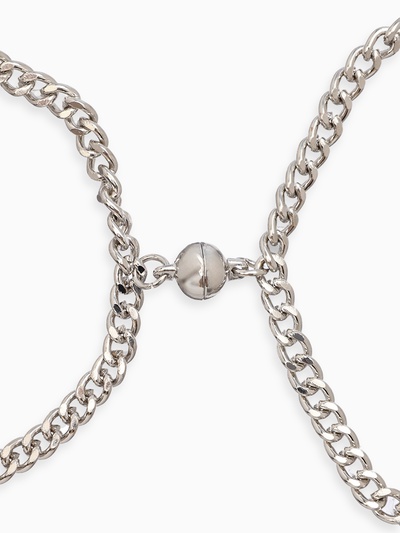 Браслеты парные «Неразлучники» на магните, цвет серебро L=17